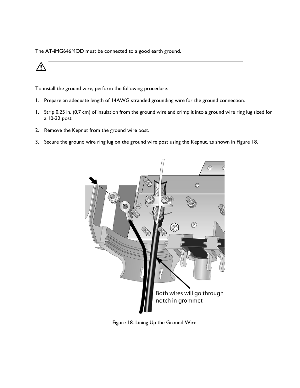 Install the ground wire | Allied Telesis AT-EN646MOD Enclosure User Manual | Page 23 / 32