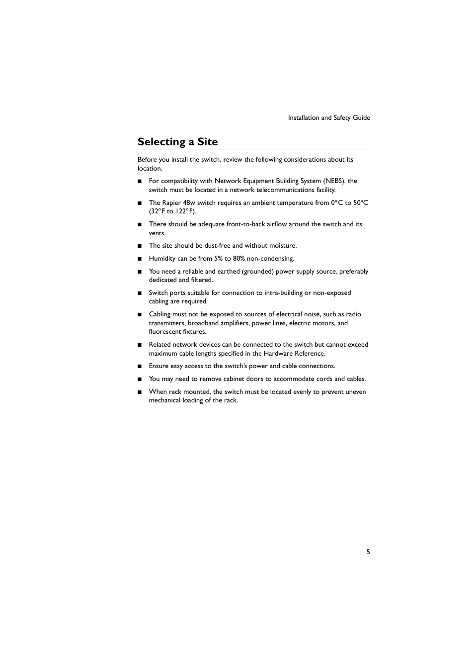 Selecting a site | Allied Telesis Rapier 48w Switch User Manual | Page 5 / 24