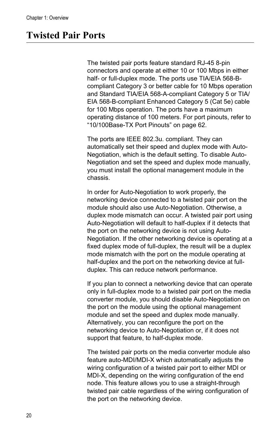 Twisted pair ports | Allied Telesis AT-MCF2012LC/1 User Manual | Page 20 / 64