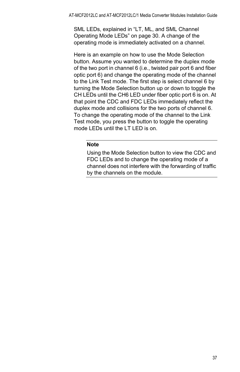 Allied Telesis AT-MCF2012LC/1 User Manual | Page 37 / 64