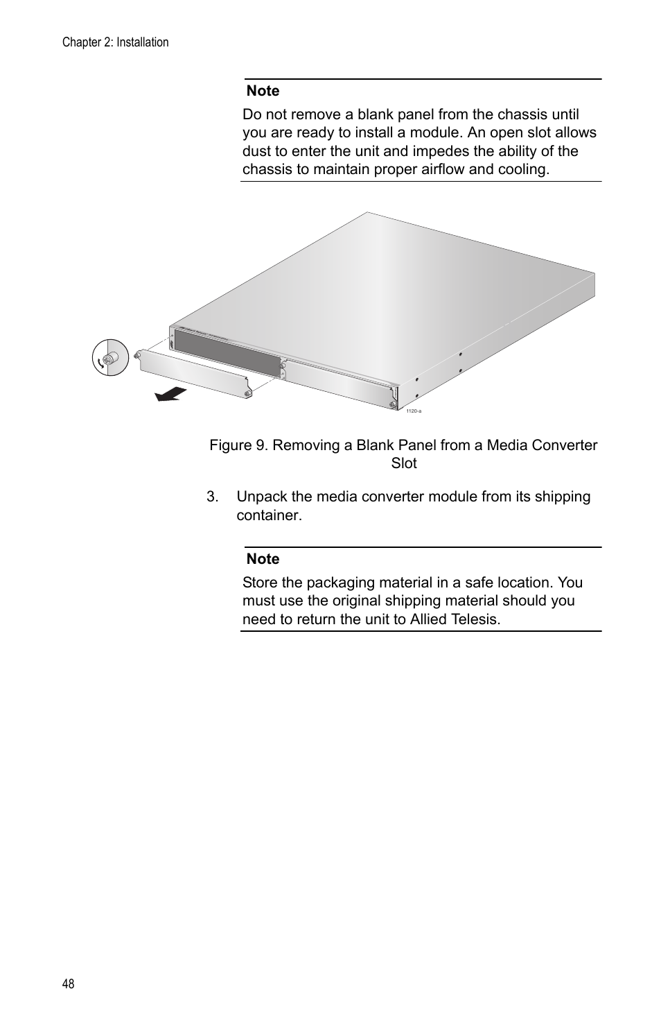 Chapter 2: installation 48 | Allied Telesis AT-MCF2012LC/1 User Manual | Page 48 / 64