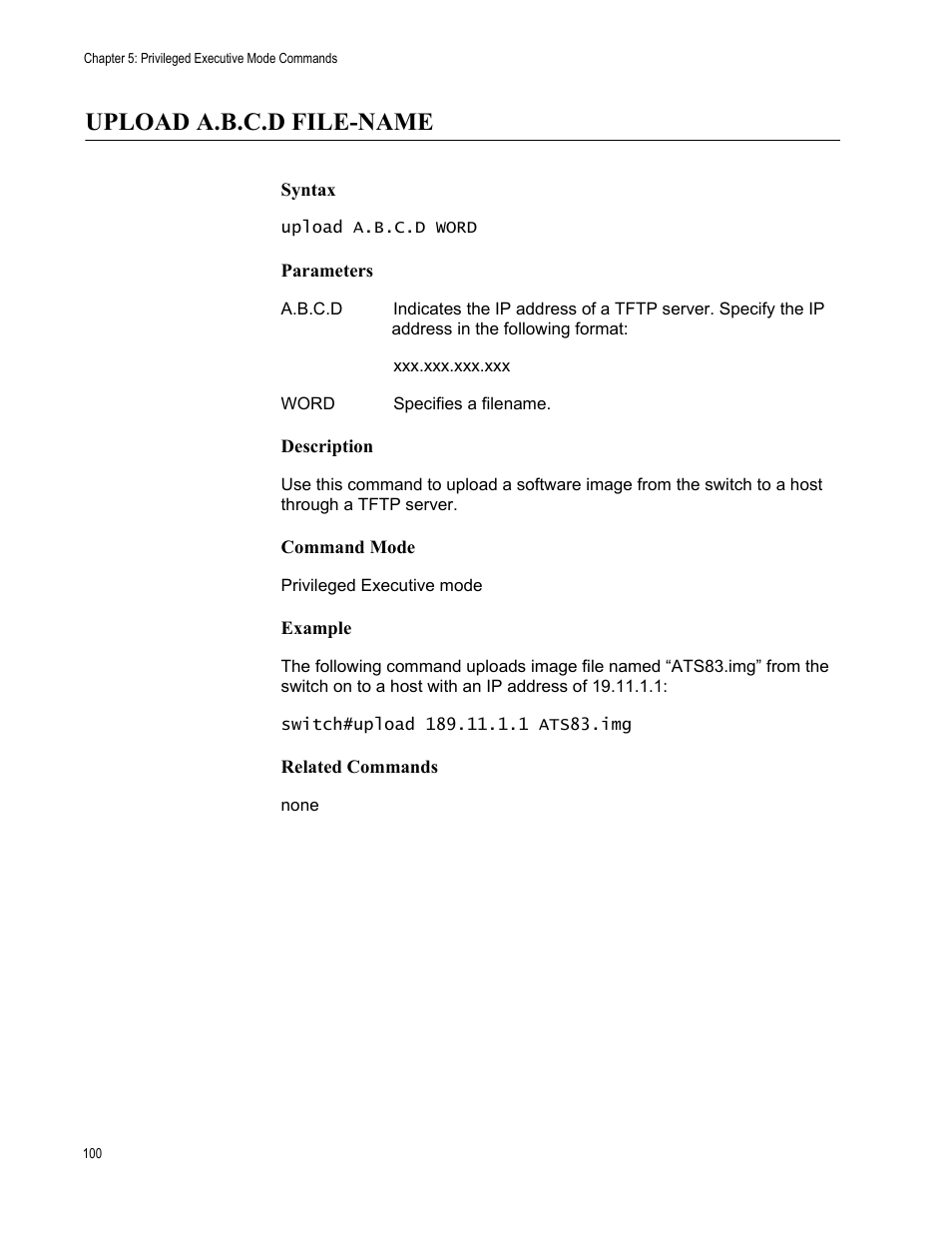 Upload a.b.c.d file-name | Allied Telesis AT-S83 User Manual | Page 100 / 382