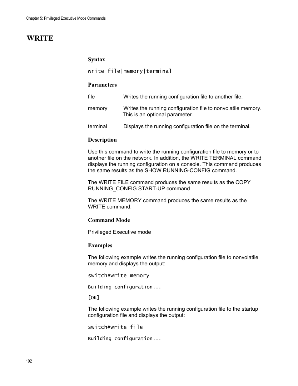 Write | Allied Telesis AT-S83 User Manual | Page 102 / 382