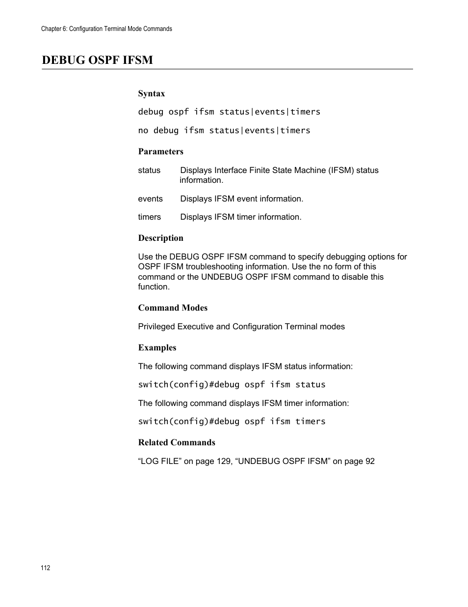 Debug ospf ifsm | Allied Telesis AT-S83 User Manual | Page 112 / 382