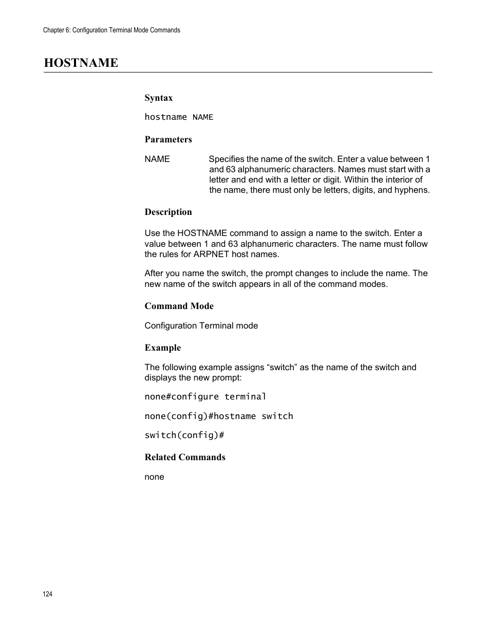 Hostname | Allied Telesis AT-S83 User Manual | Page 124 / 382