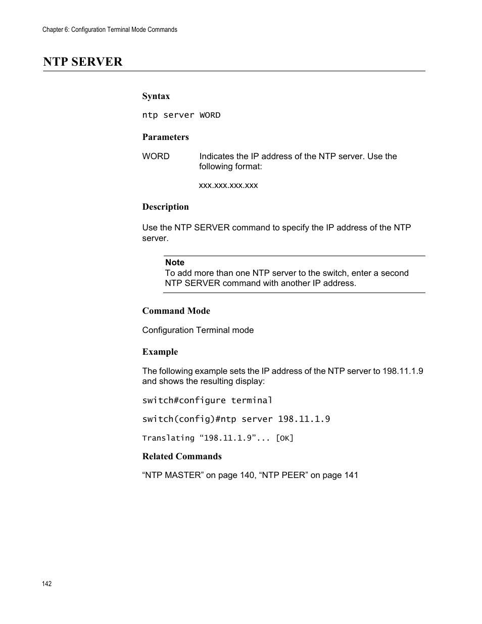 Ntp server | Allied Telesis AT-S83 User Manual | Page 142 / 382