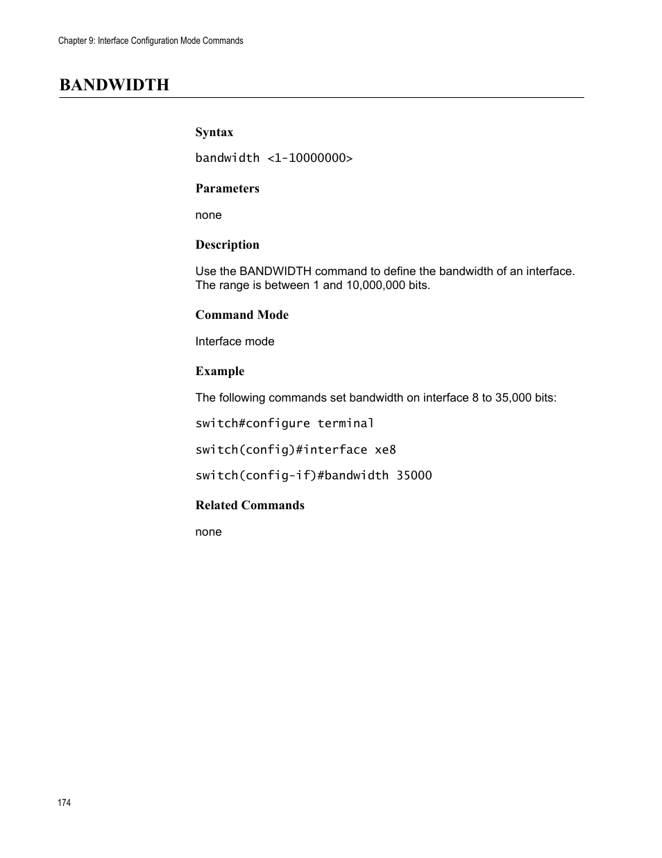 Bandwidth | Allied Telesis AT-S83 User Manual | Page 174 / 382