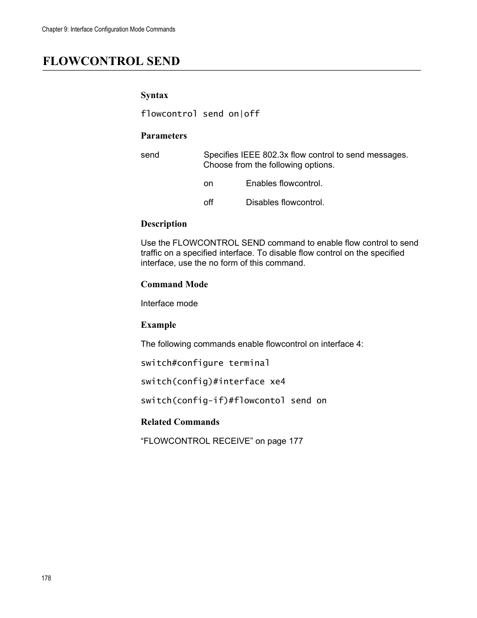 Flowcontrol send | Allied Telesis AT-S83 User Manual | Page 178 / 382