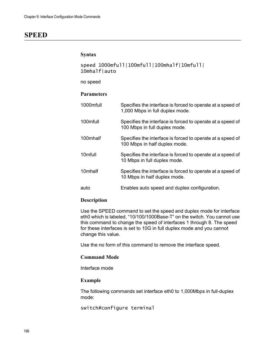 Speed | Allied Telesis AT-S83 User Manual | Page 196 / 382
