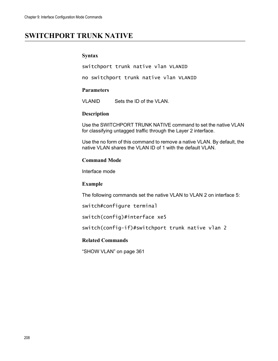 Switchport trunk native | Allied Telesis AT-S83 User Manual | Page 208 / 382