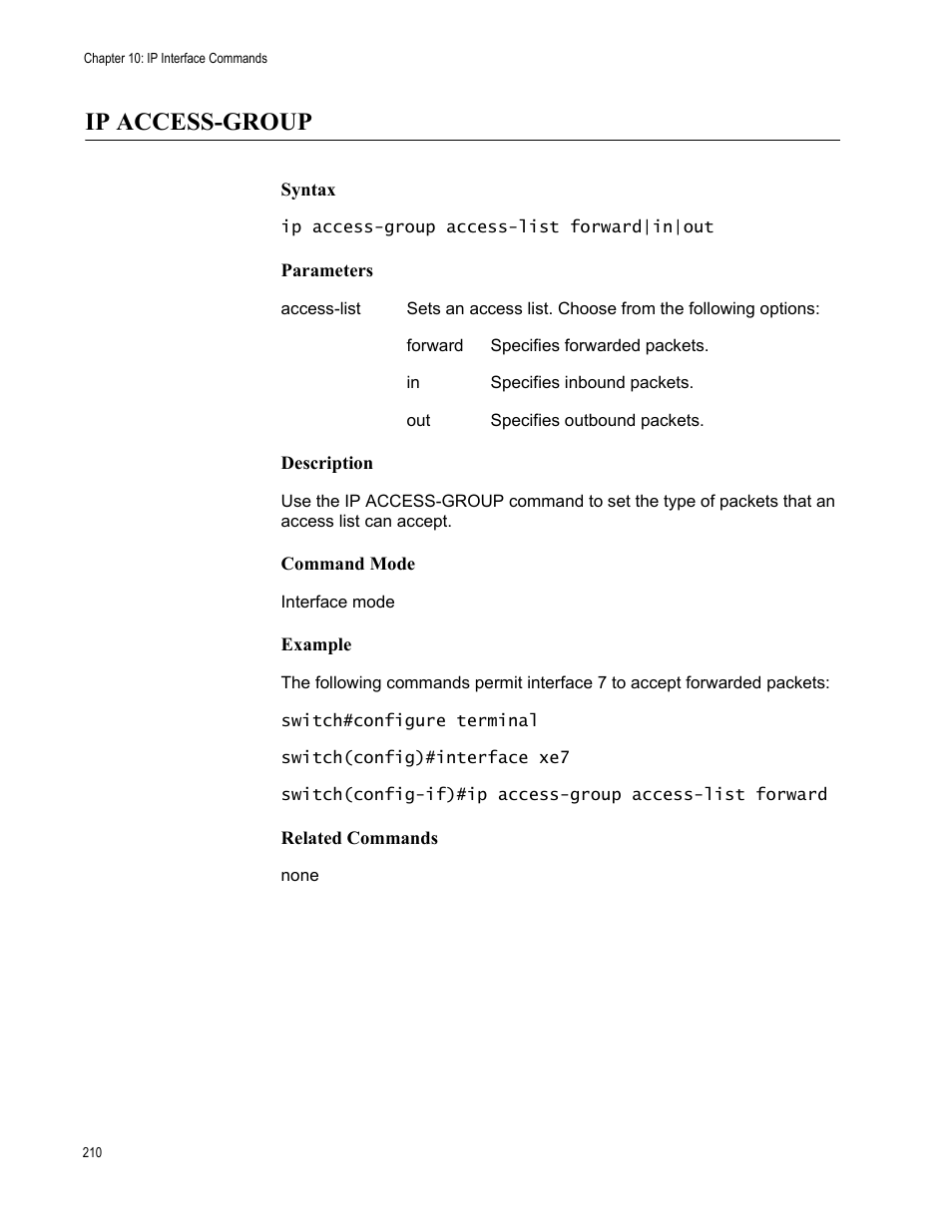 Ip access-group | Allied Telesis AT-S83 User Manual | Page 210 / 382