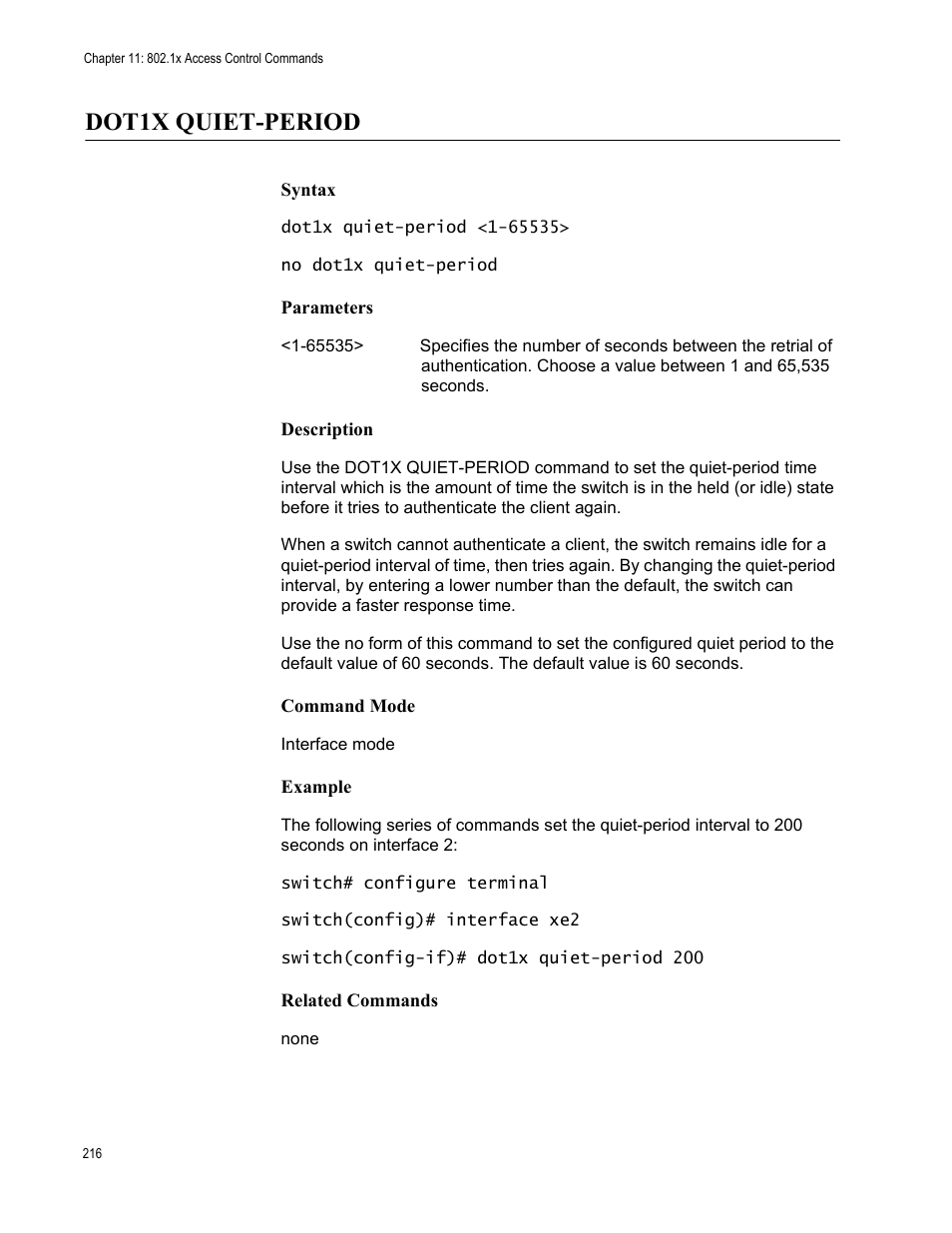 Dot1x quiet-period | Allied Telesis AT-S83 User Manual | Page 216 / 382