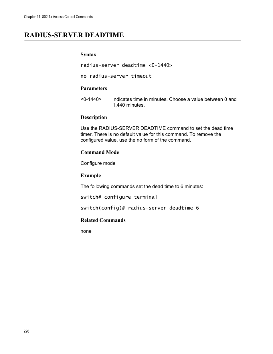 Radius-server deadtime | Allied Telesis AT-S83 User Manual | Page 226 / 382