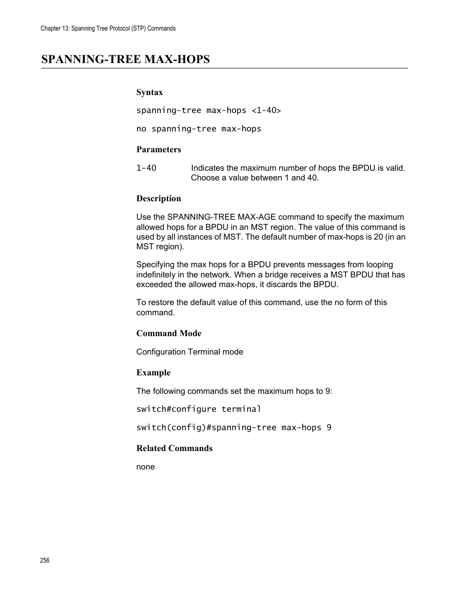 Spanning-tree max-hops | Allied Telesis AT-S83 User Manual | Page 256 / 382