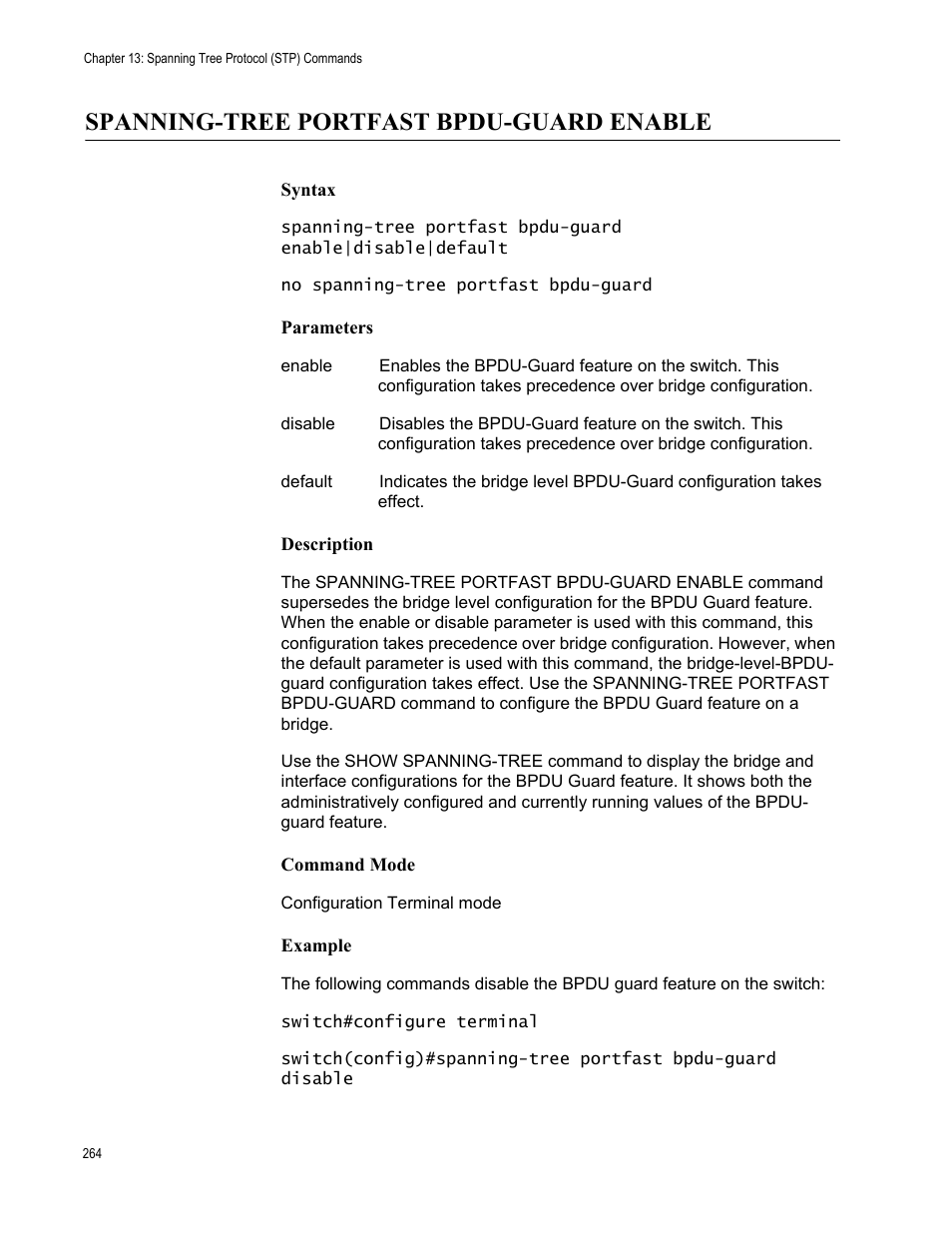 Spanning-tree portfast bpdu-guard enable | Allied Telesis AT-S83 User Manual | Page 264 / 382