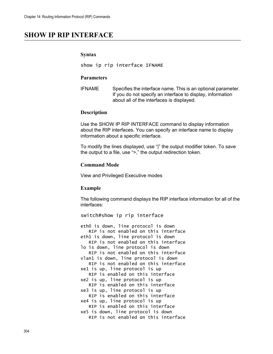 Show ip rip interface | Allied Telesis AT-S83 User Manual | Page 304 / 382