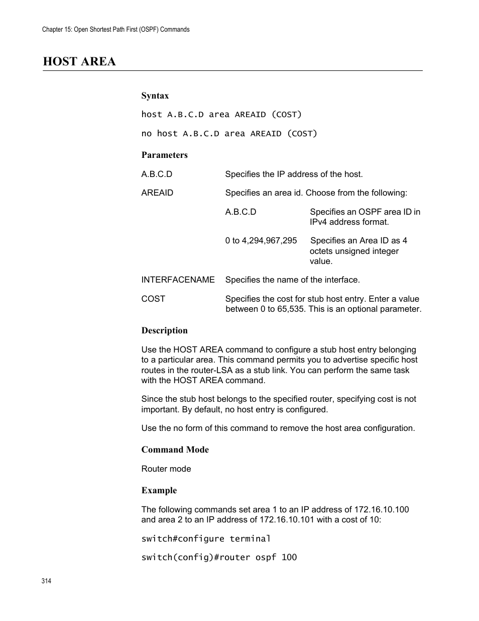 Host area | Allied Telesis AT-S83 User Manual | Page 314 / 382