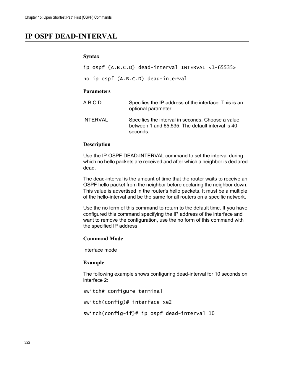 Ip ospf dead-interval | Allied Telesis AT-S83 User Manual | Page 322 / 382