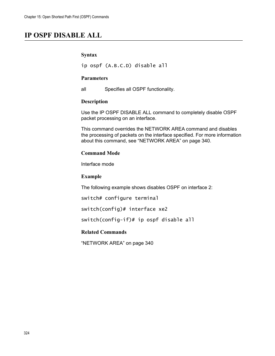 Ip ospf disable all | Allied Telesis AT-S83 User Manual | Page 324 / 382