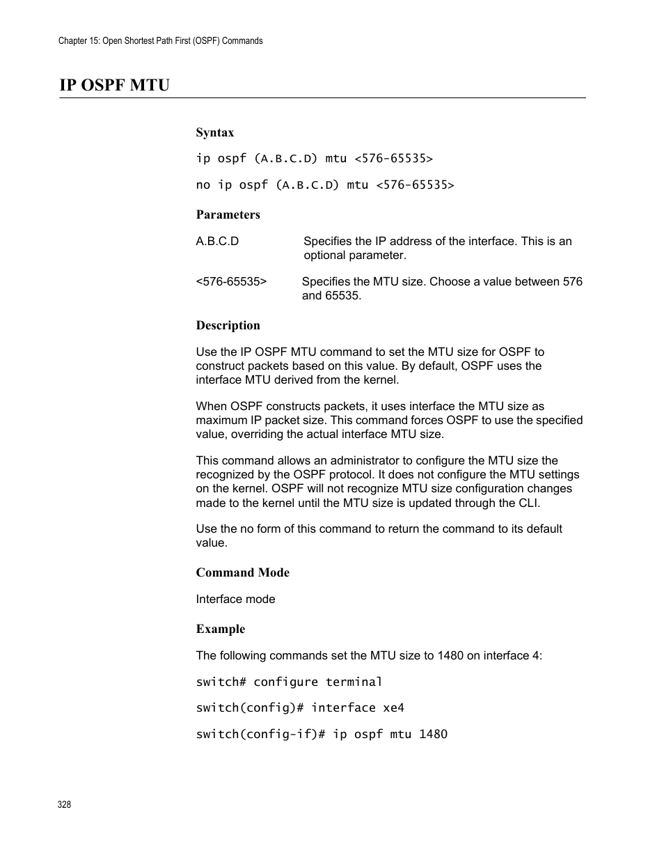 Ip ospf mtu | Allied Telesis AT-S83 User Manual | Page 328 / 382