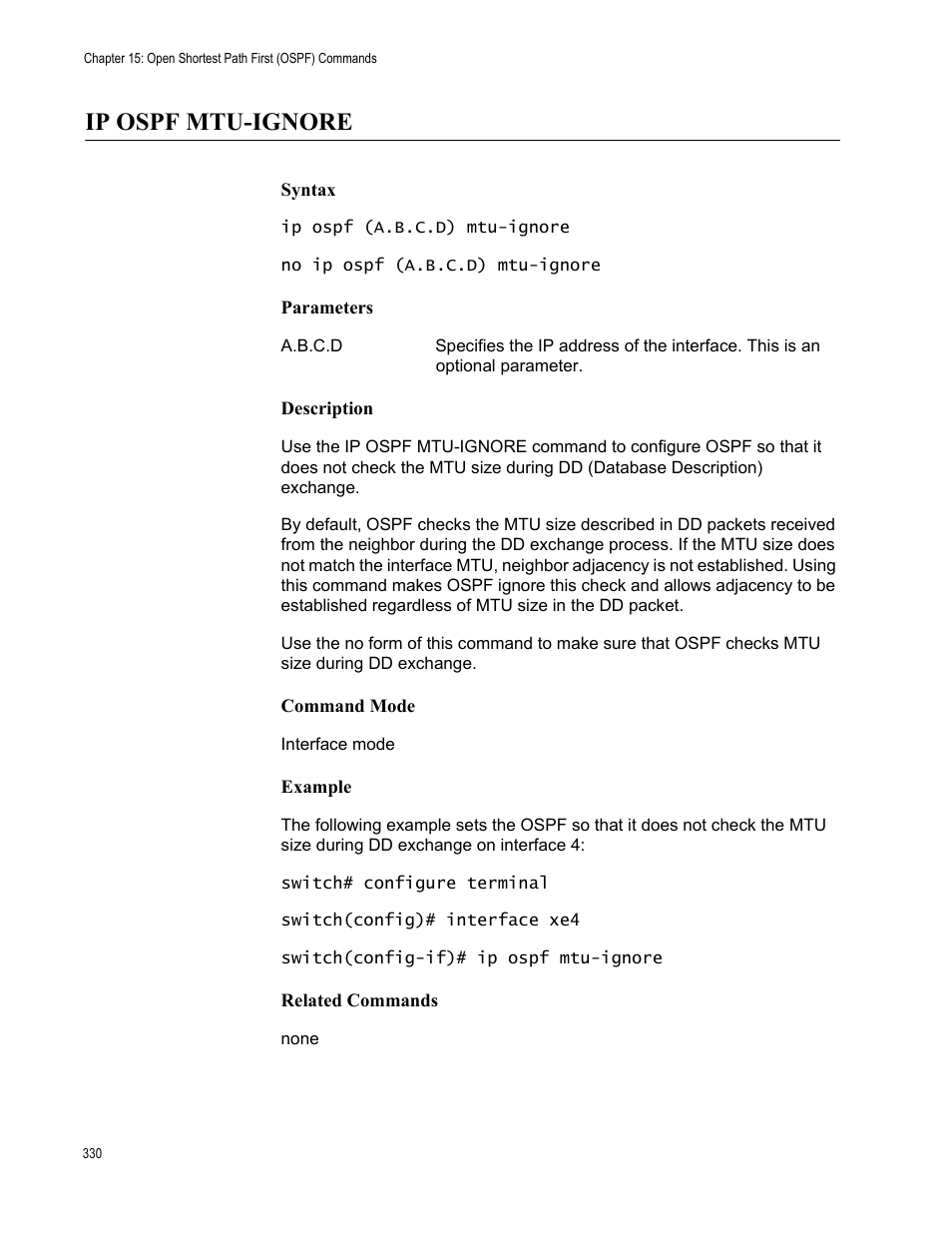 Ip ospf mtu-ignore | Allied Telesis AT-S83 User Manual | Page 330 / 382