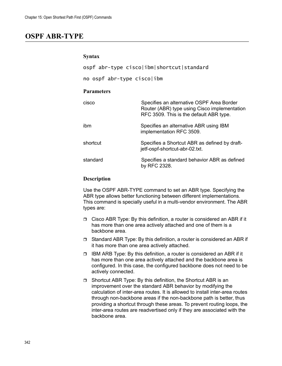 Ospf abr-type | Allied Telesis AT-S83 User Manual | Page 342 / 382