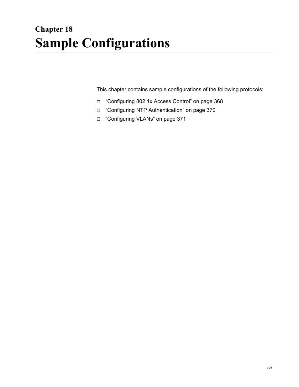 Chapter 18, Sample configurations | Allied Telesis AT-S83 User Manual | Page 367 / 382