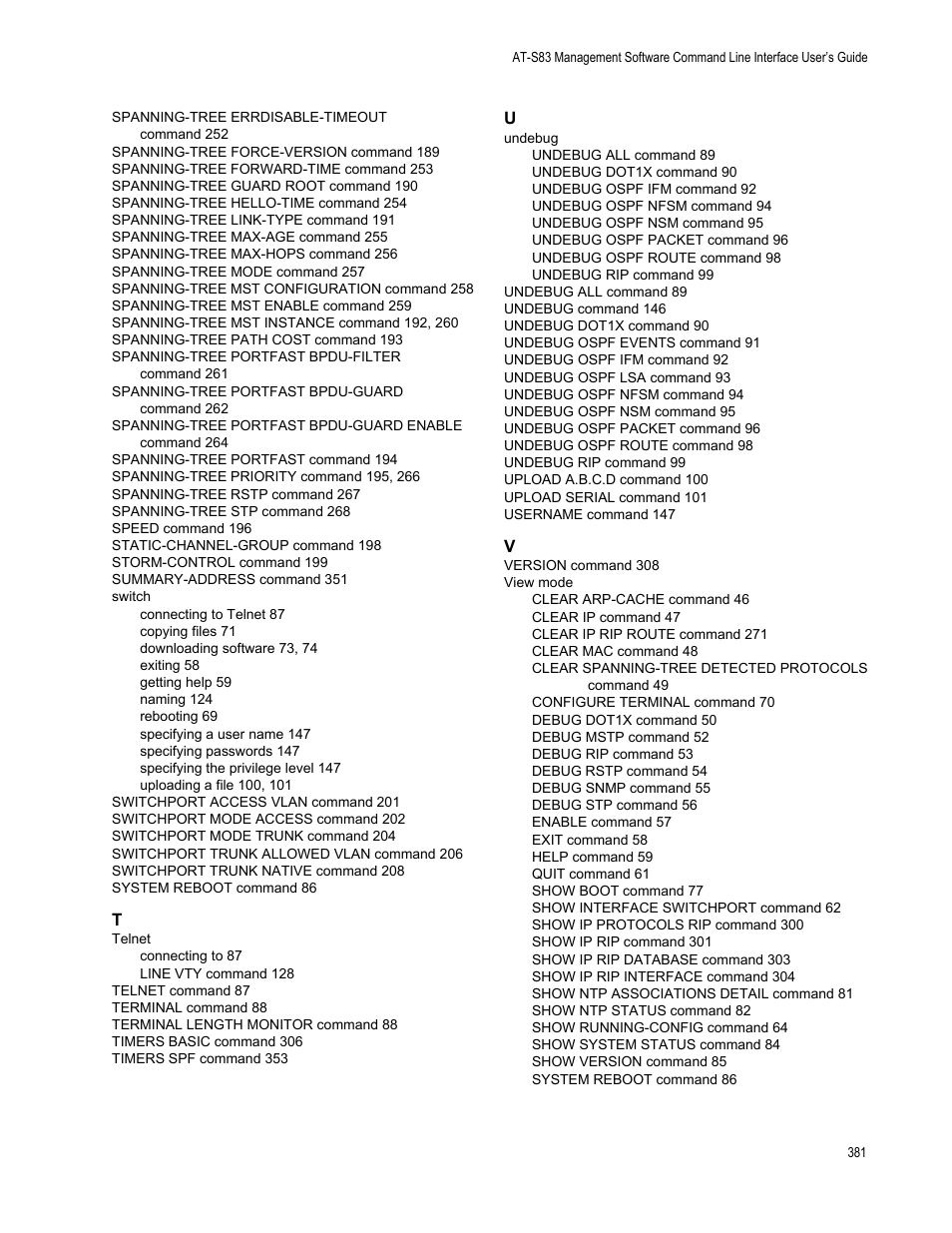 Allied Telesis AT-S83 User Manual | Page 381 / 382