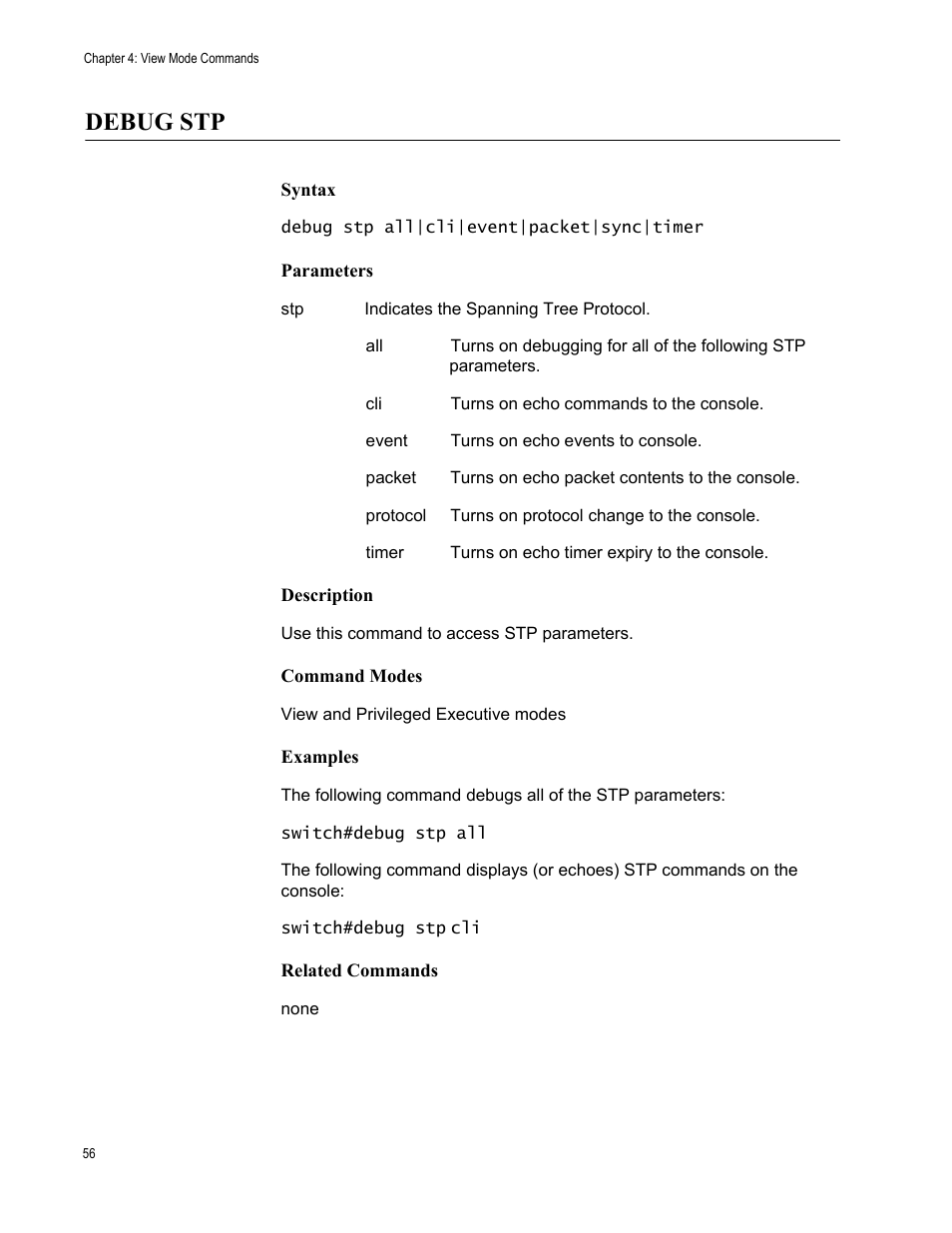 Debug stp | Allied Telesis AT-S83 User Manual | Page 56 / 382