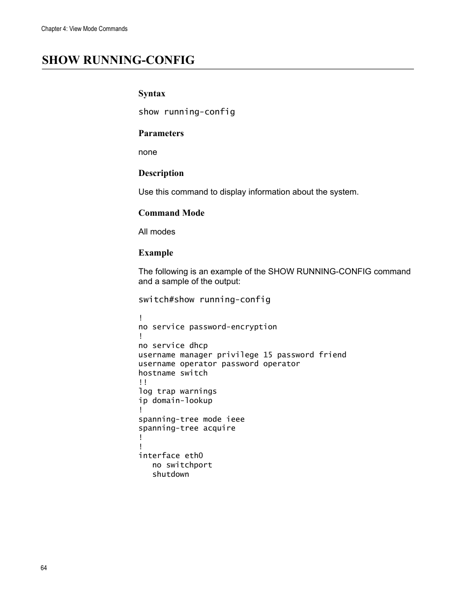 Show running-config | Allied Telesis AT-S83 User Manual | Page 64 / 382