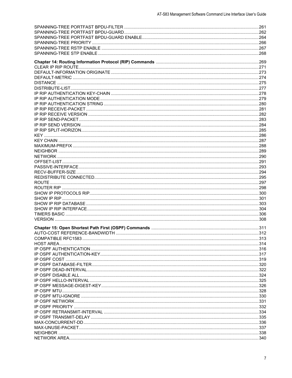 Allied Telesis AT-S83 User Manual | Page 7 / 382