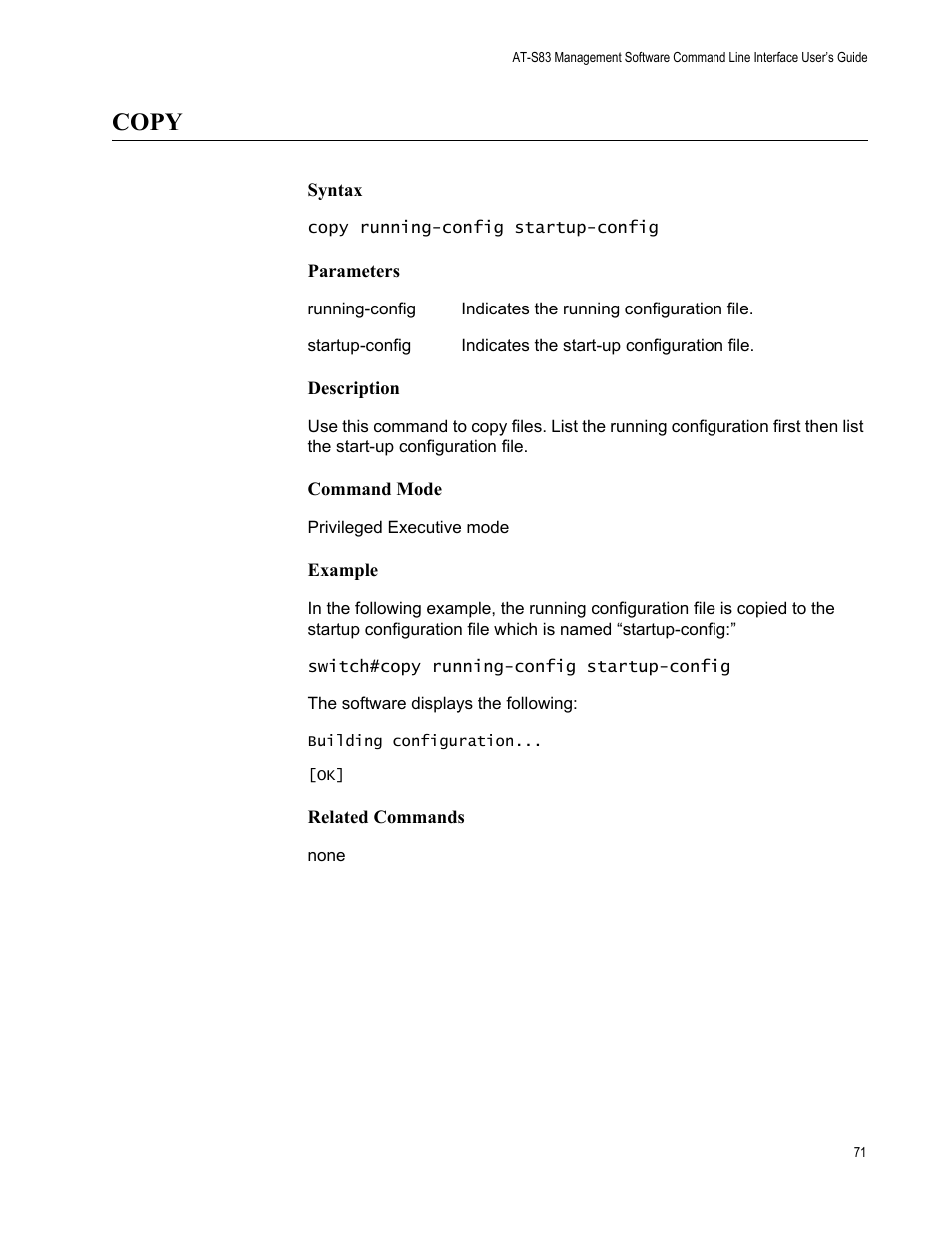 Copy | Allied Telesis AT-S83 User Manual | Page 71 / 382