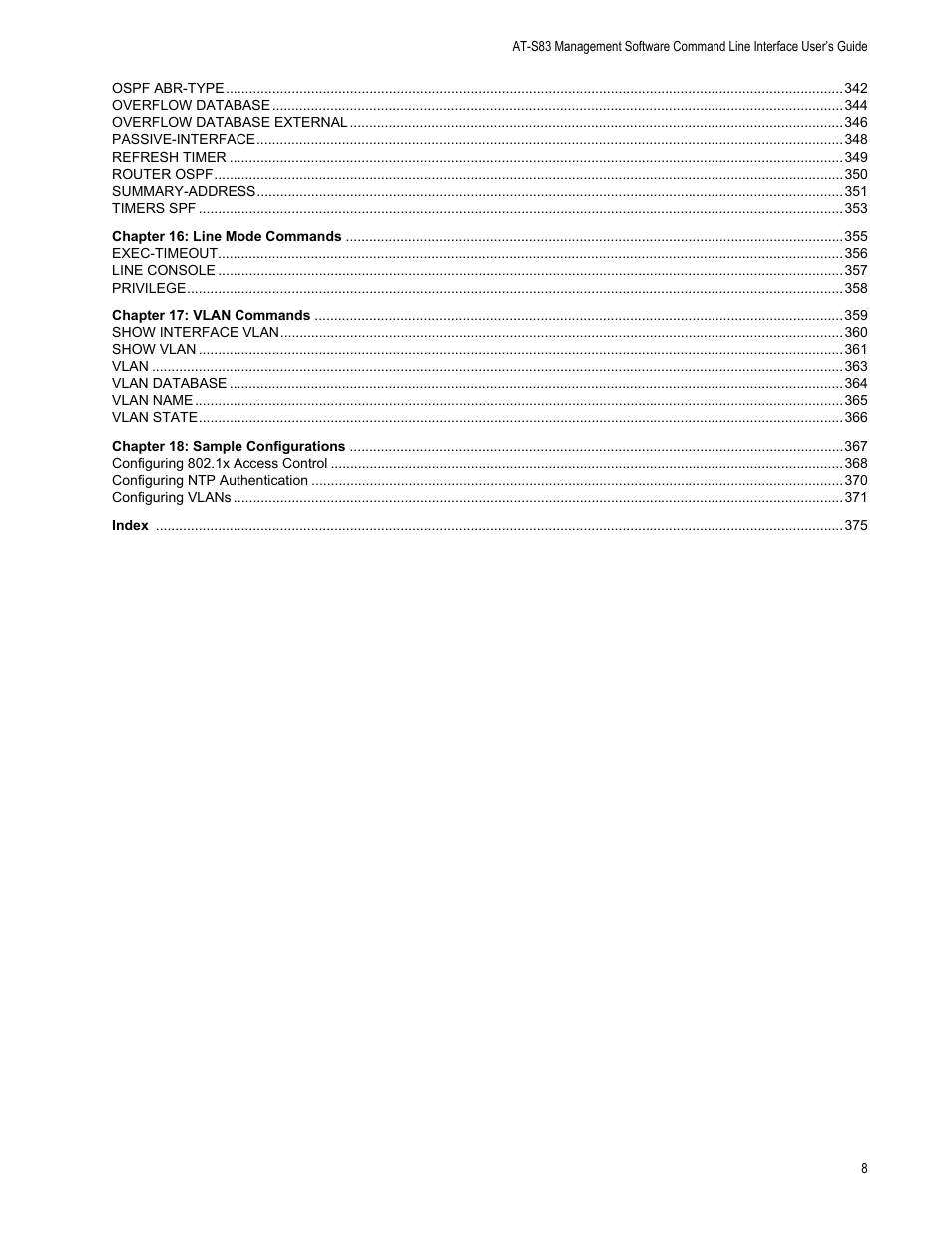 Allied Telesis AT-S83 User Manual | Page 8 / 382
