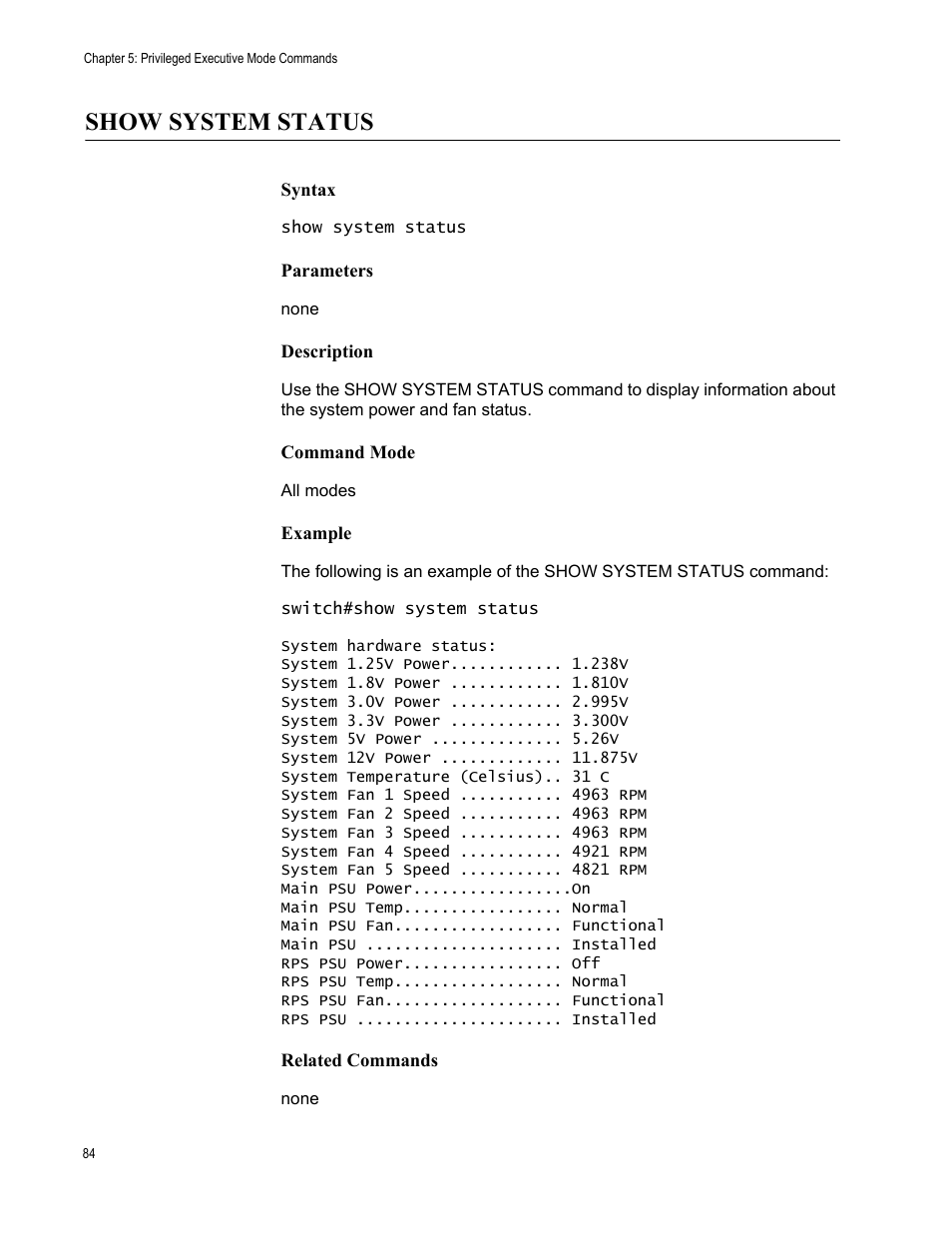 Show system status | Allied Telesis AT-S83 User Manual | Page 84 / 382