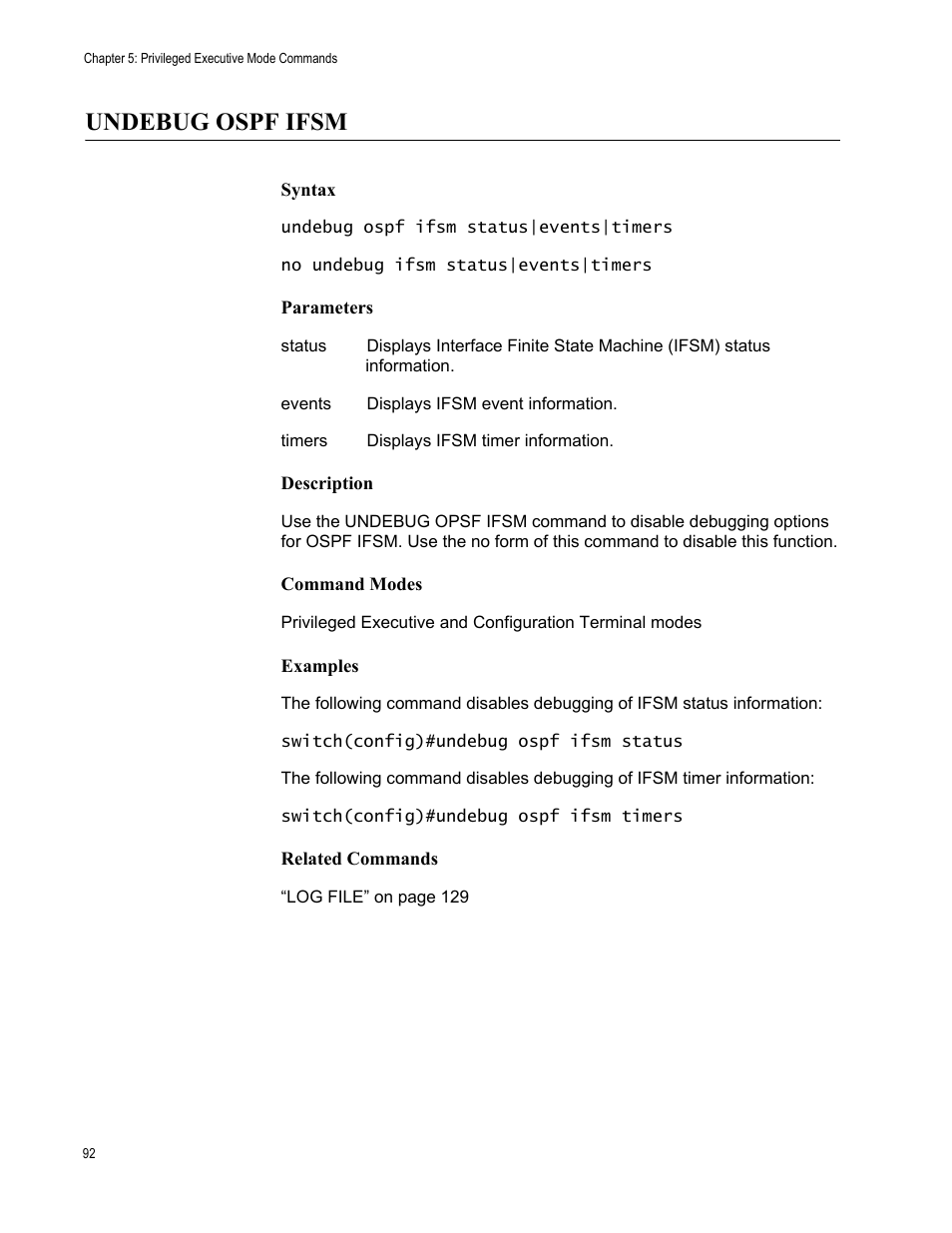 Undebug ospf ifsm | Allied Telesis AT-S83 User Manual | Page 92 / 382