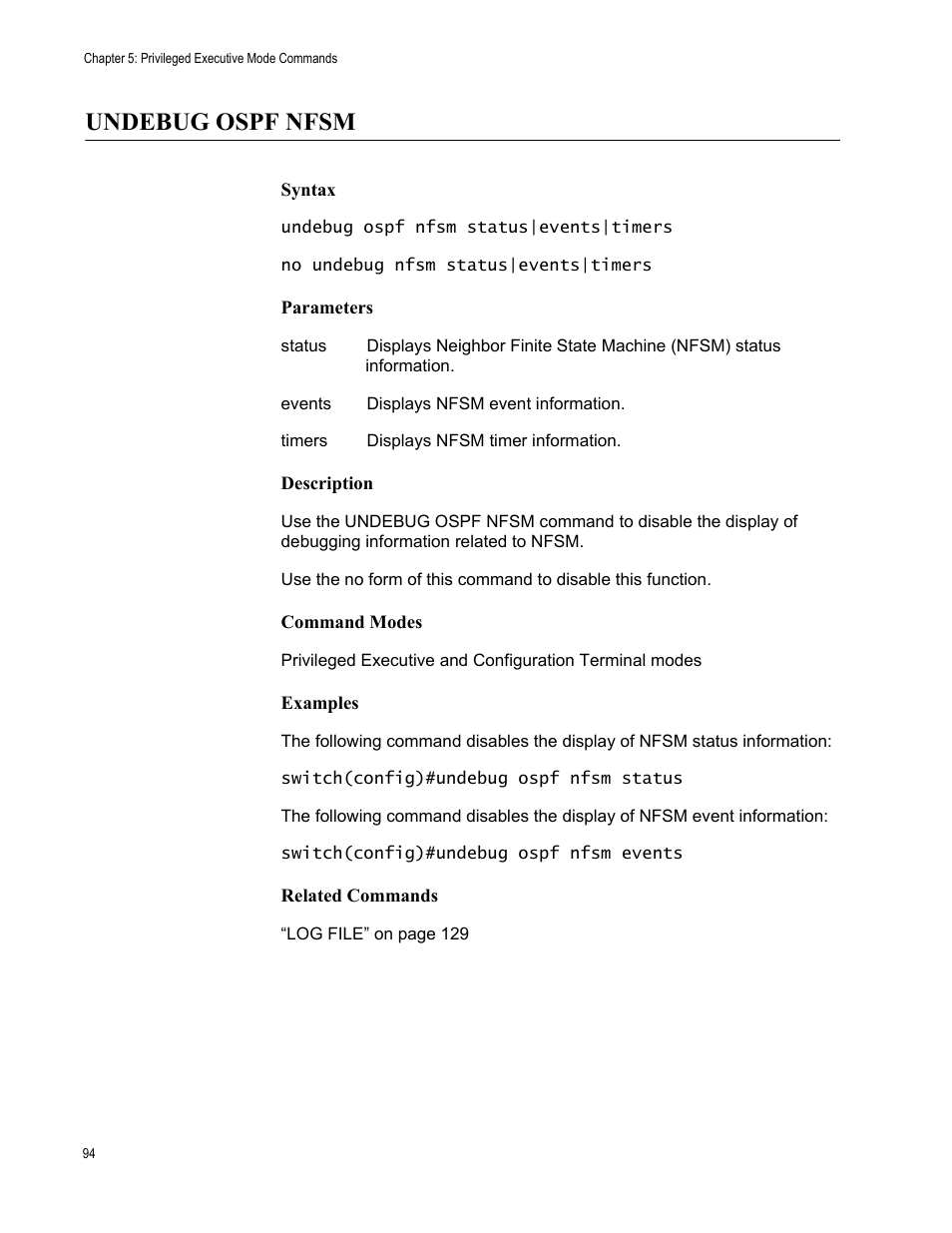 Undebug ospf nfsm | Allied Telesis AT-S83 User Manual | Page 94 / 382