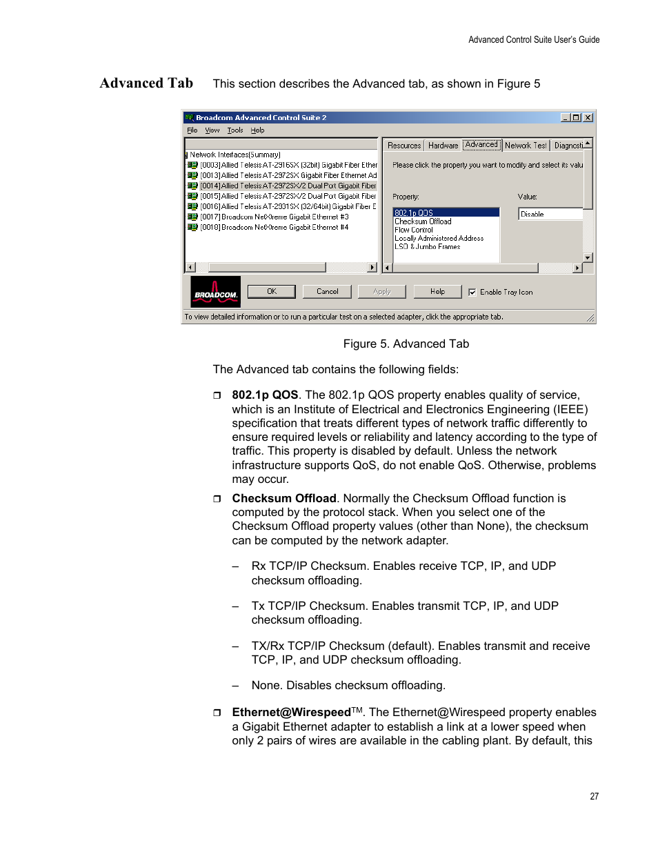 Advanced tab | Allied Telesis AT-2972T/2 User Manual | Page 27 / 76