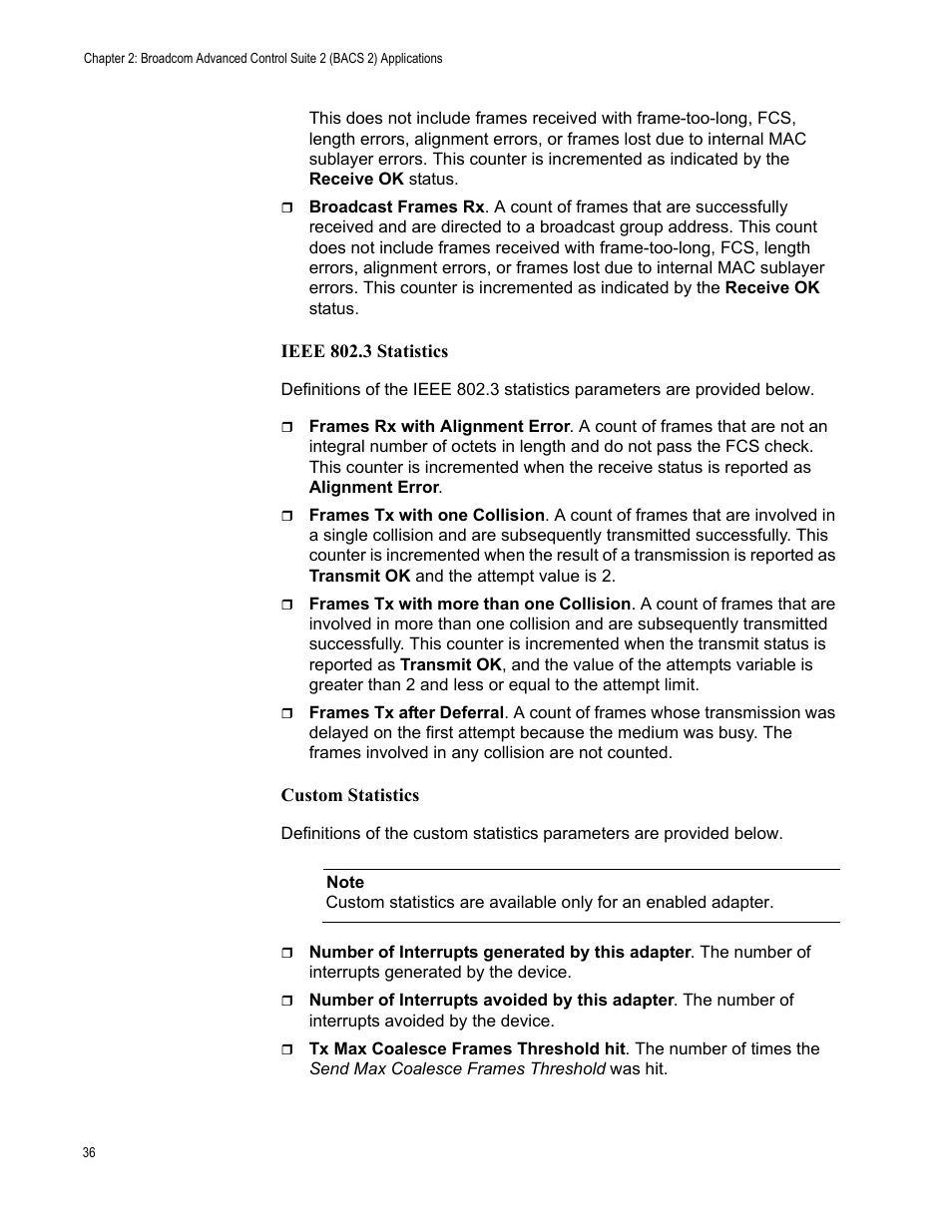 Ieee 802.3 statistics, Custom statistics | Allied Telesis AT-2972T/2 User Manual | Page 36 / 76