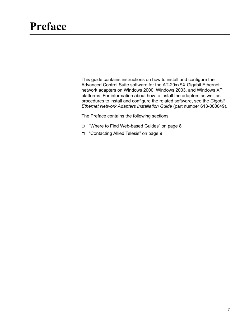 Preface | Allied Telesis AT-2972T/2 User Manual | Page 7 / 76