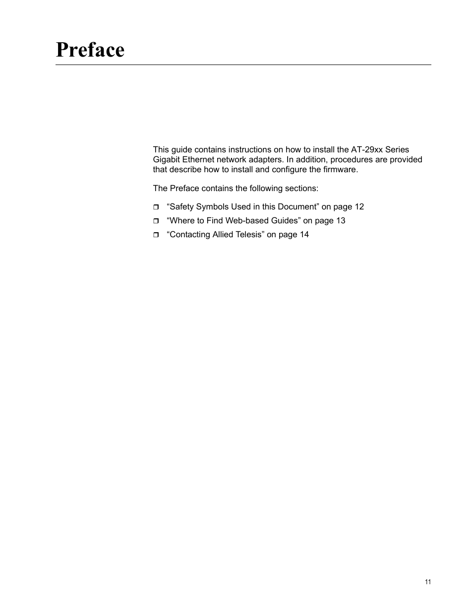 Preface | Allied Telesis AT-2972T/2 User Manual | Page 11 / 144