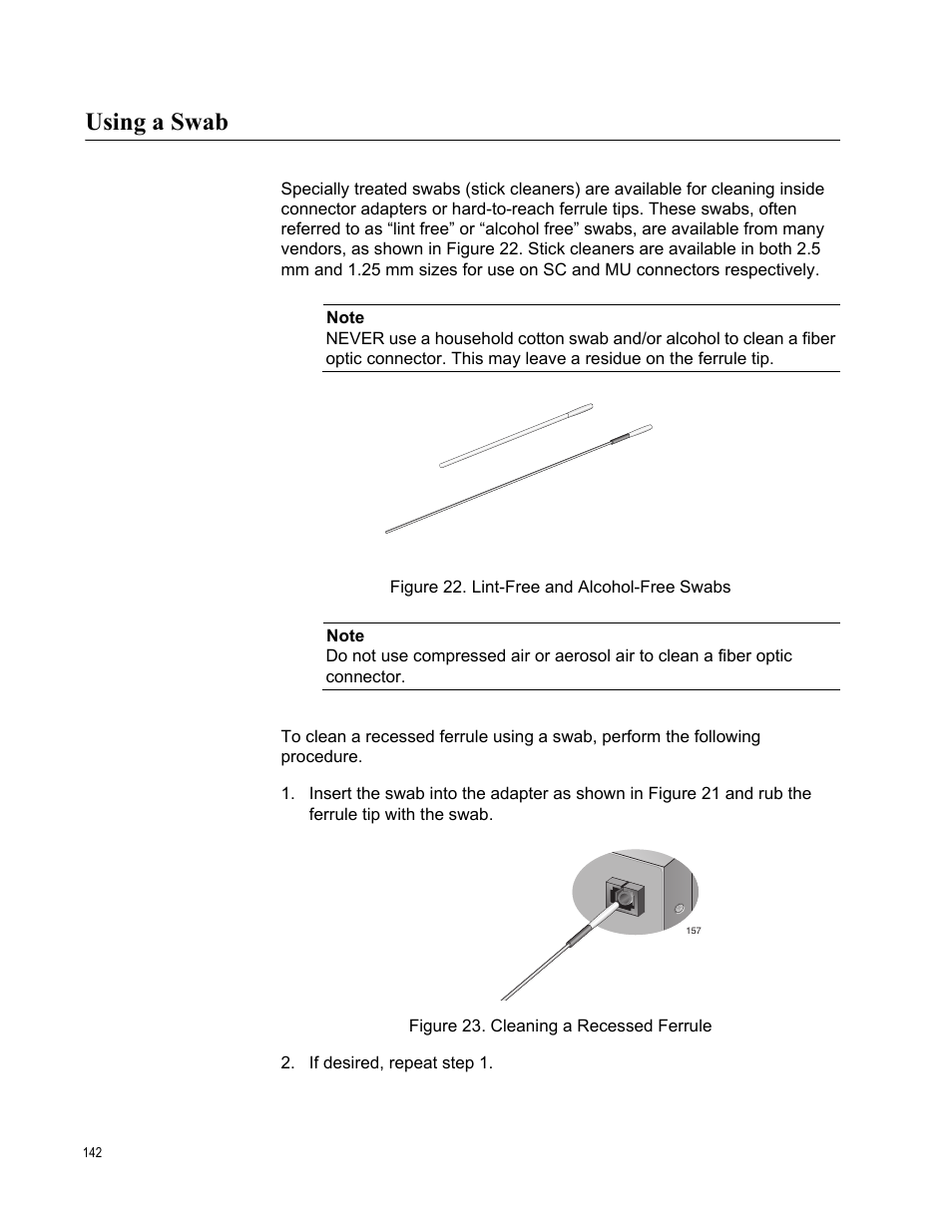 Using a swab | Allied Telesis AT-2972T/2 User Manual | Page 142 / 144
