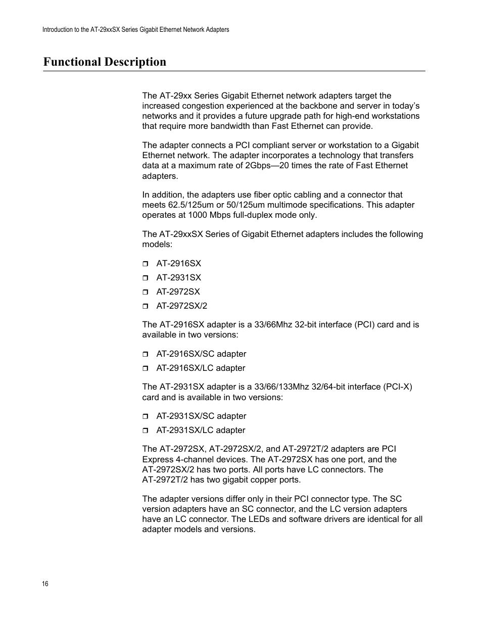 Functional description | Allied Telesis AT-2972T/2 User Manual | Page 16 / 144
