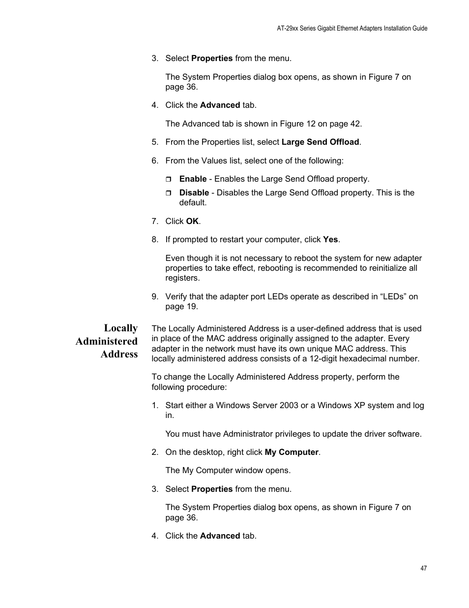 Locally administered address | Allied Telesis AT-2972T/2 User Manual | Page 47 / 144