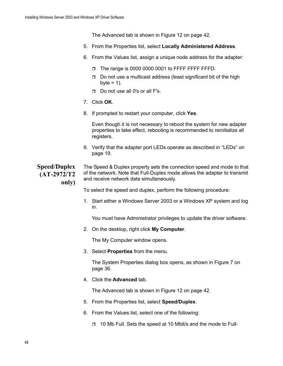 Speed/duplex (at-2972/t2 only) | Allied Telesis AT-2972T/2 User Manual | Page 48 / 144