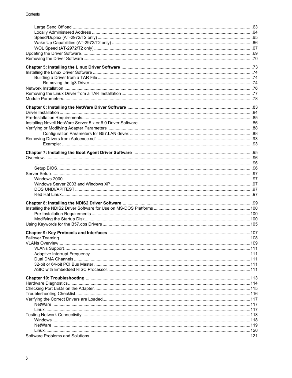 Chapter 5, Chapter 6, Chapter 7 | Chapter 8, Chapter 9, Chapter 10 | Allied Telesis AT-2972T/2 User Manual | Page 6 / 144