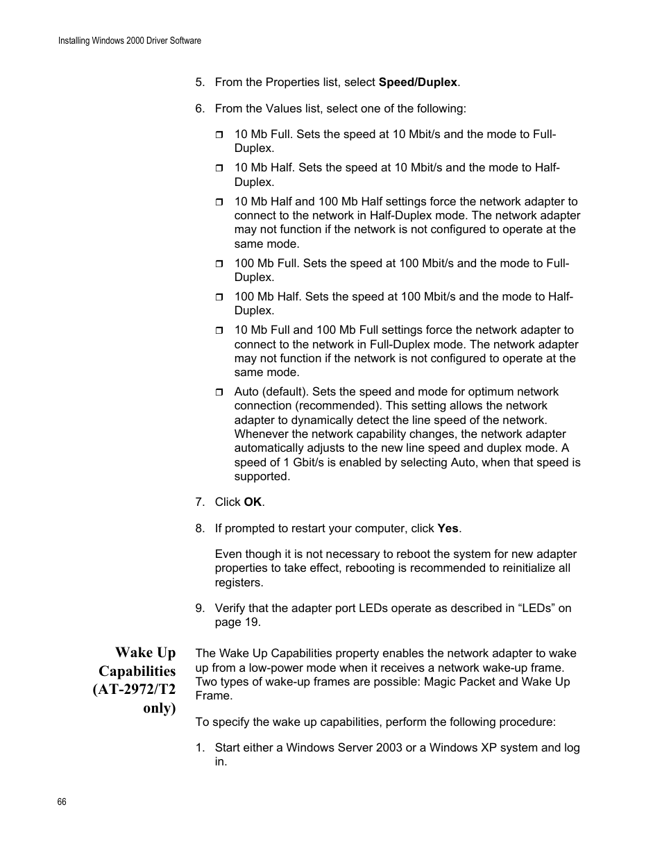 Wake up capabilities (at-2972/t2 only) | Allied Telesis AT-2972T/2 User Manual | Page 66 / 144
