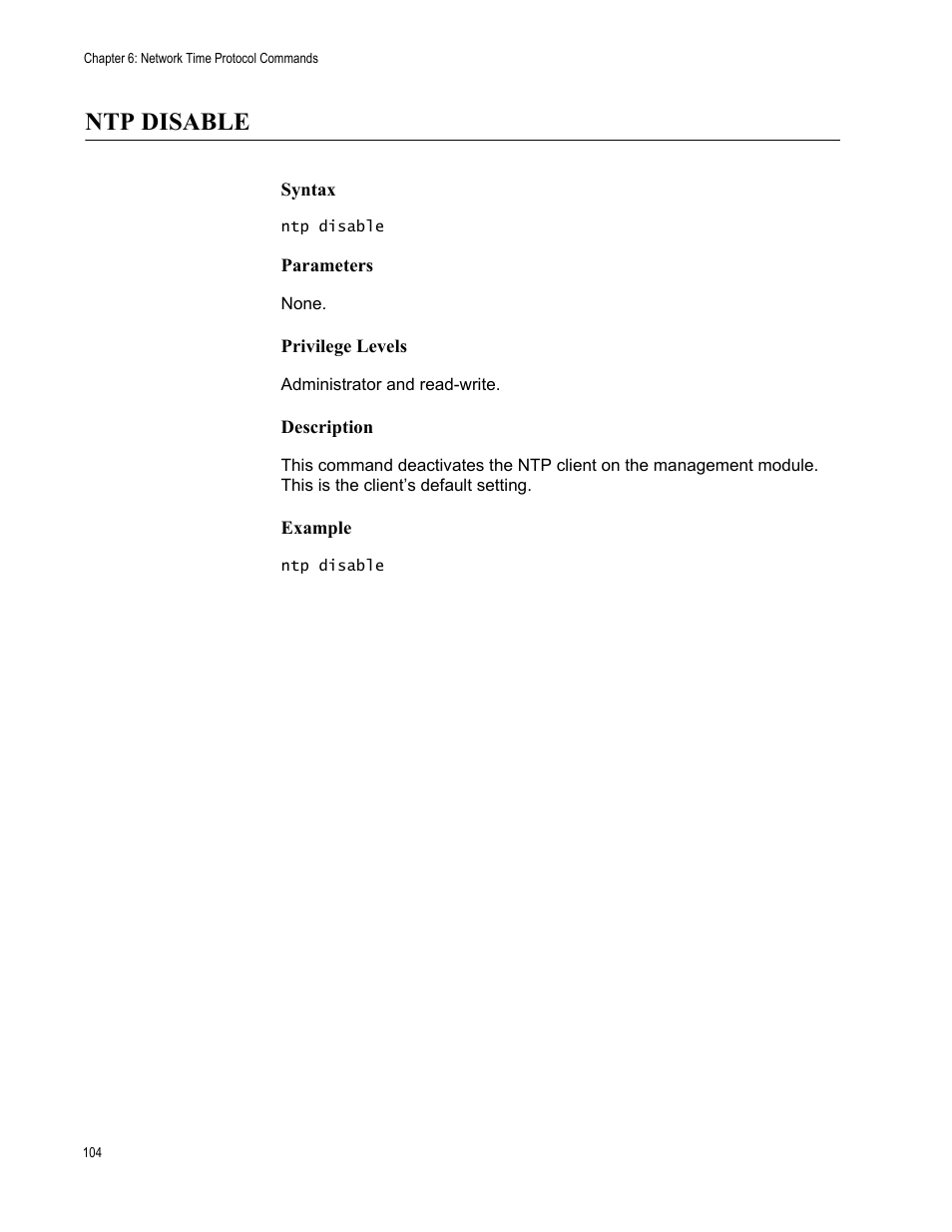 Ntp disable | Allied Telesis AT-S97 User Manual | Page 104 / 218