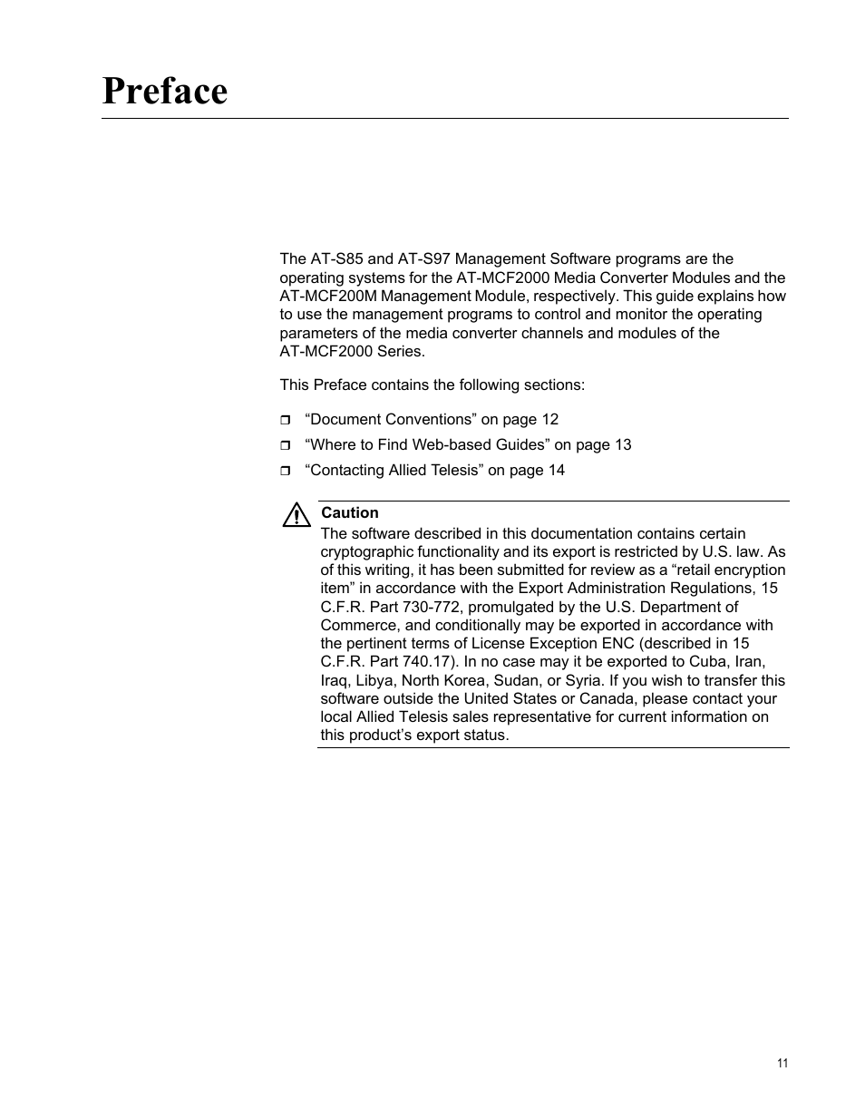 Preface | Allied Telesis AT-S97 User Manual | Page 11 / 218