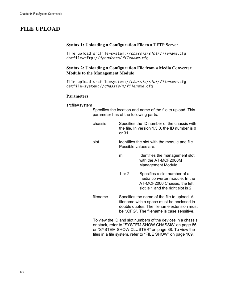 File upload | Allied Telesis AT-S97 User Manual | Page 172 / 218