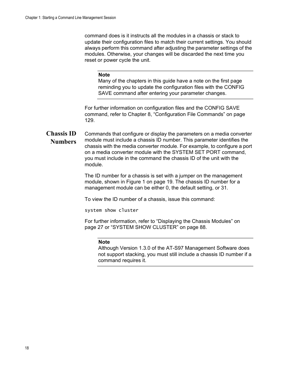 Chassis id numbers | Allied Telesis AT-S97 User Manual | Page 18 / 218